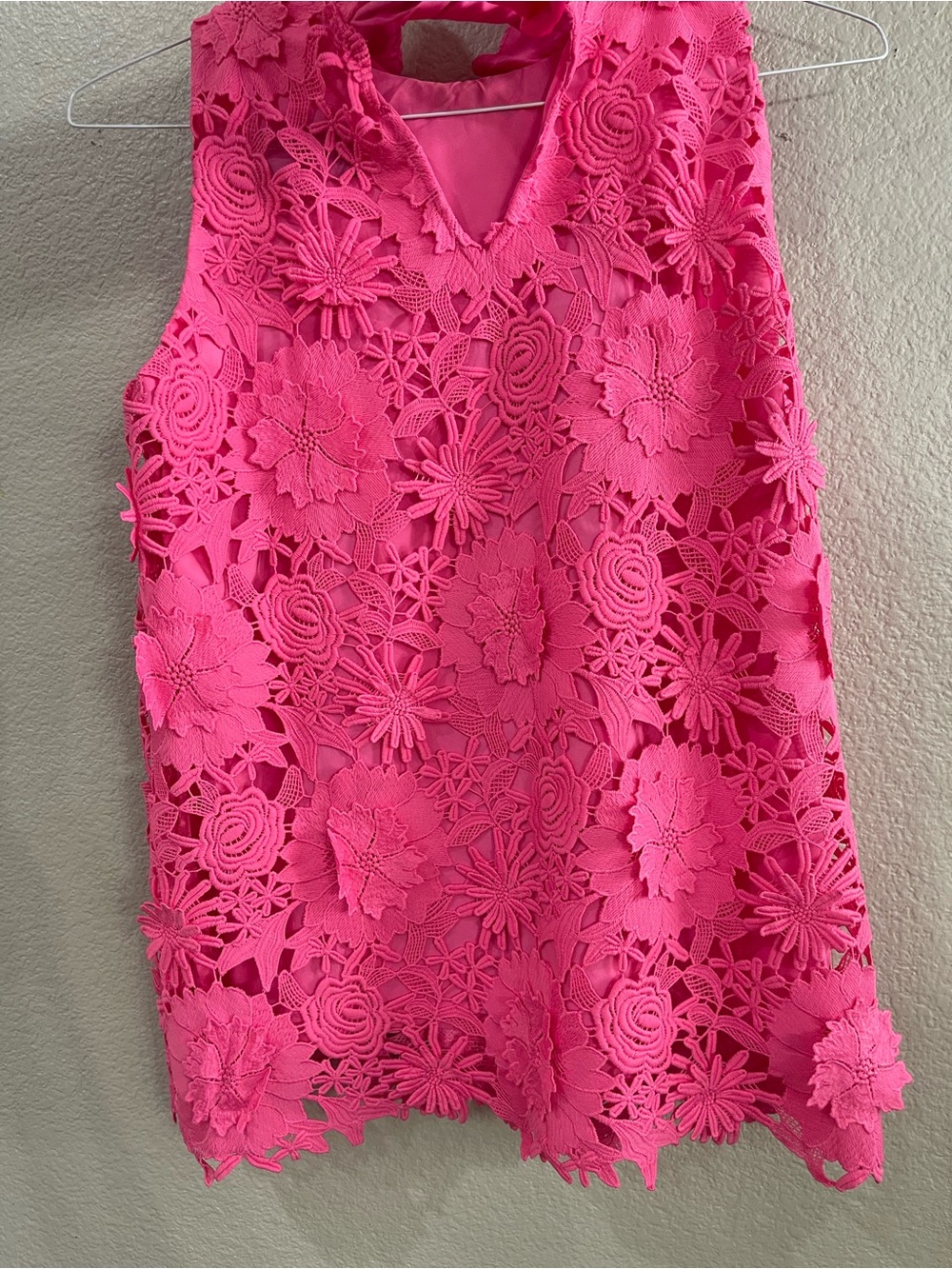Tuckernuck Pink Lace Top Back Bow Women's Medium Romantic Feminine Blouse - Picture 7 of 11